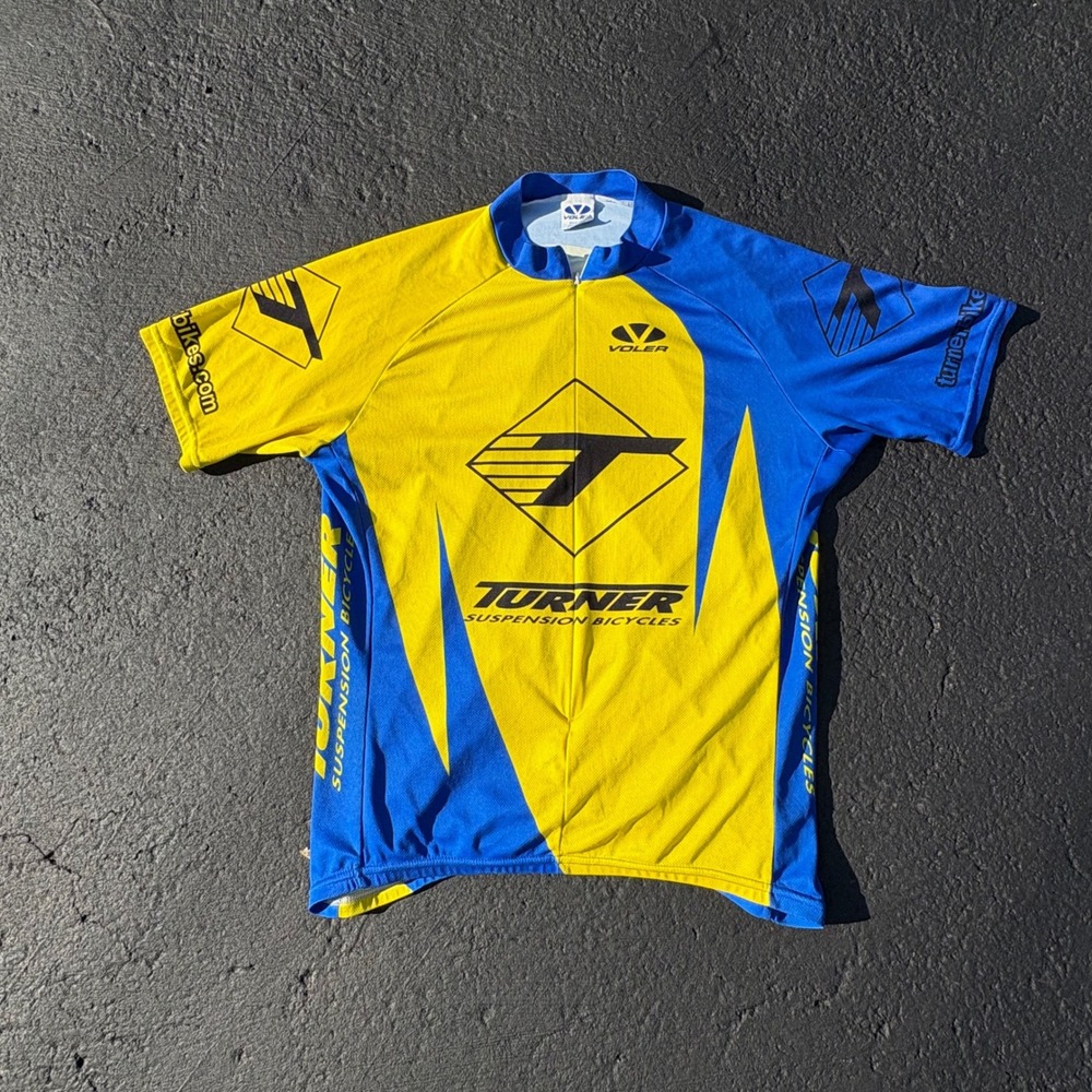 Voler Turner Suspension MTB Cycling Jersey‎ Yellow Blue Retro Race Shirt
